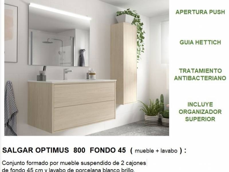 Mueble de baño OPTIMUS 800 BLANCO MATE + Lavabo