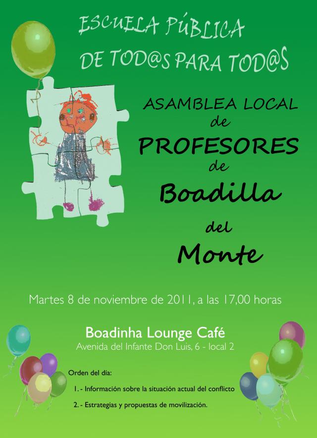 La Plataforma por la Escuela Pública convoca una asamblea de profesores en Boadilla