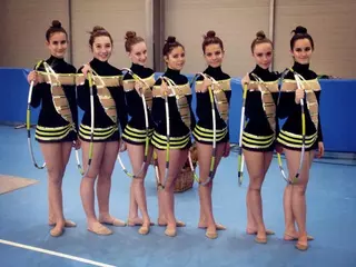 Las gimnastas de Rítmica Boadilla en la final de Conjuntos de la Comunidad de Madrid