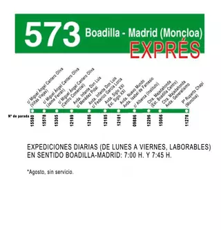 Boadilla tendrá a partir del día 23 un servicio exprés de autobús a Madrid en la hora punta de la mañana