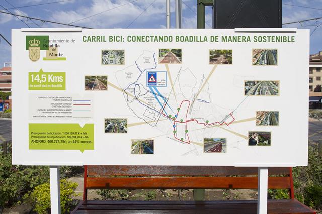 El consejero Borja Sarasola inaugura junto con el alcalde el nuevo carril bici de Boadilla