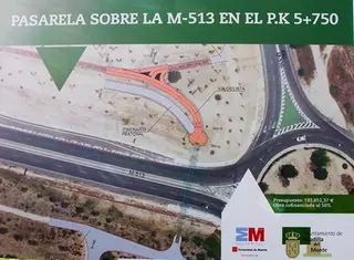 Comienzan las obras de la pasarela sobre la M-513 que conectará el casco urbano de Boadilla con varias urbanizaciones