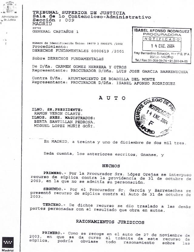 Sentencia del TSJM contra el recurso presentado por el PSOE contra el PGOU de Boadilla