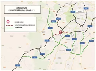 Cortes por obras a partir del lunes en los accesos a Madrid centro por la A-5