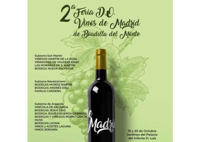 La II Feria de la D.O Vinos de Madrid reúne a 15 bodegas el próximo fin de semana en Boadilla