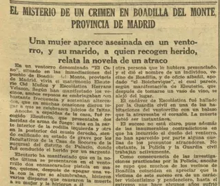 Una cuenta de Twitter rescata del olvido el asesinato de una mujer ocurrido en Boadilla en 1932