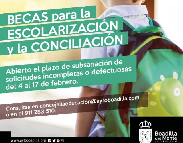 Abierto el plazo de subsanación de errores en las solicitudes de las becas de escolarización y conciliación
