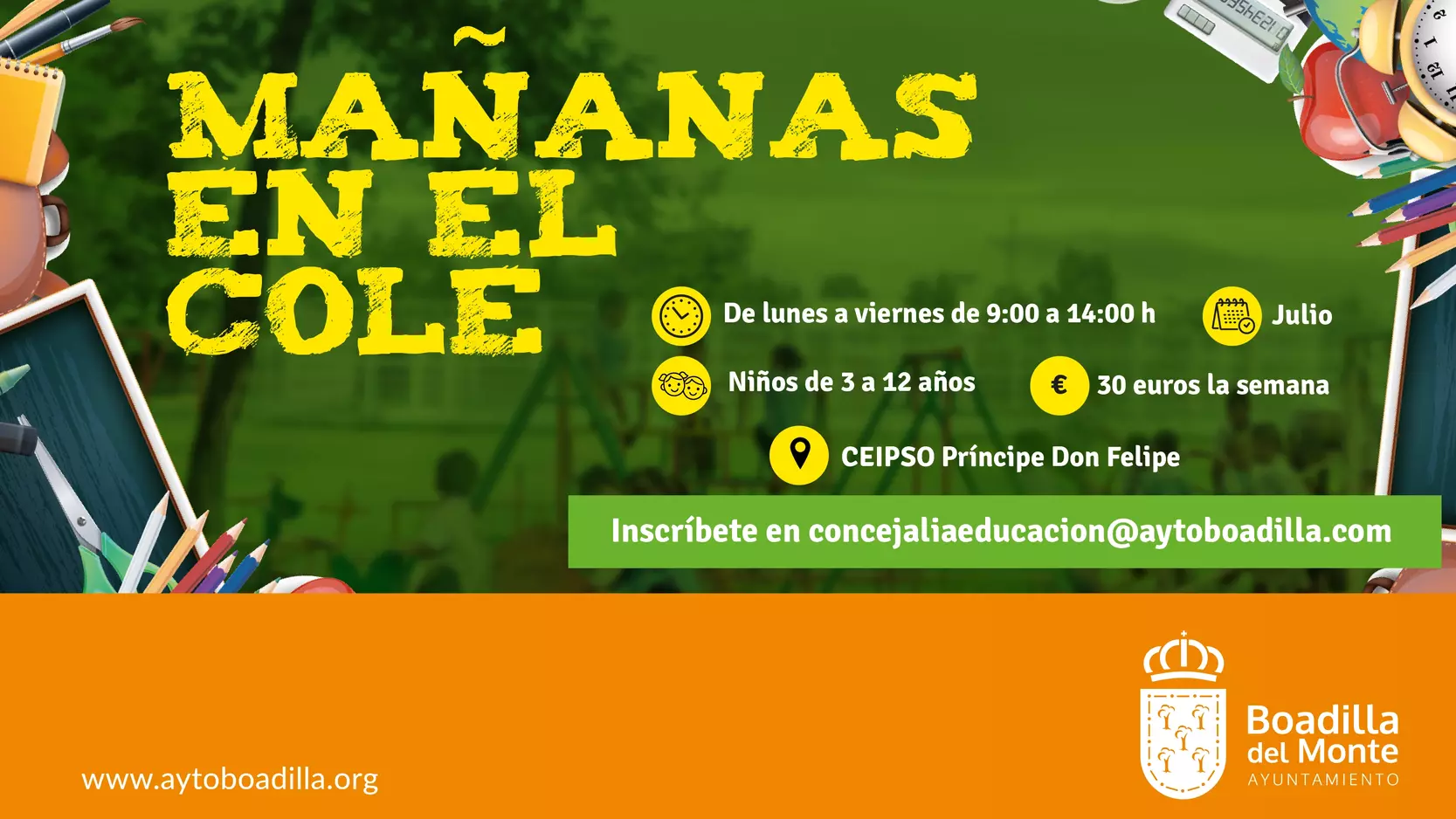 El CEIPSO Príncipe Felipe de Boadilla acogerá una escuela de verano para niños de entre 3 y 12 años en julio