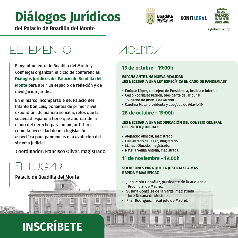 Boadilla organiza el Ciclo de Conferencias "Diálogos Jurídicos" con la presencia de destacados ponentes