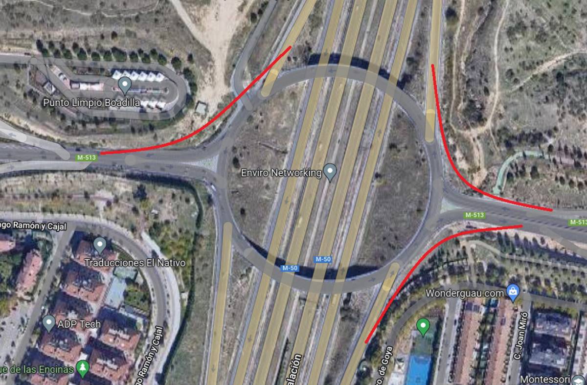 Vox propone mejorar los accesos y salidas a la M-50 en la rotonda principal de Boadilla