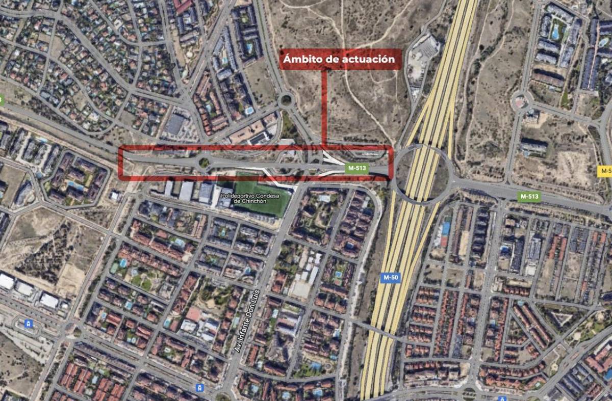 Boadilla licita el proyecto para duplicar la M-513 y soterrar la glorieta de Olivar del Mirabal