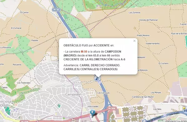 Un accidente provoca retrasos de hasta 1 hora y media para llegar a Boadilla por la M50