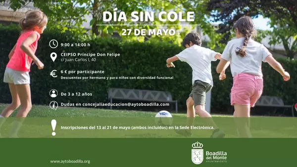 Abierta la inscripción para el día sin cole del 27 de Mayo en el CEIPSO Príncipe D. Felipe