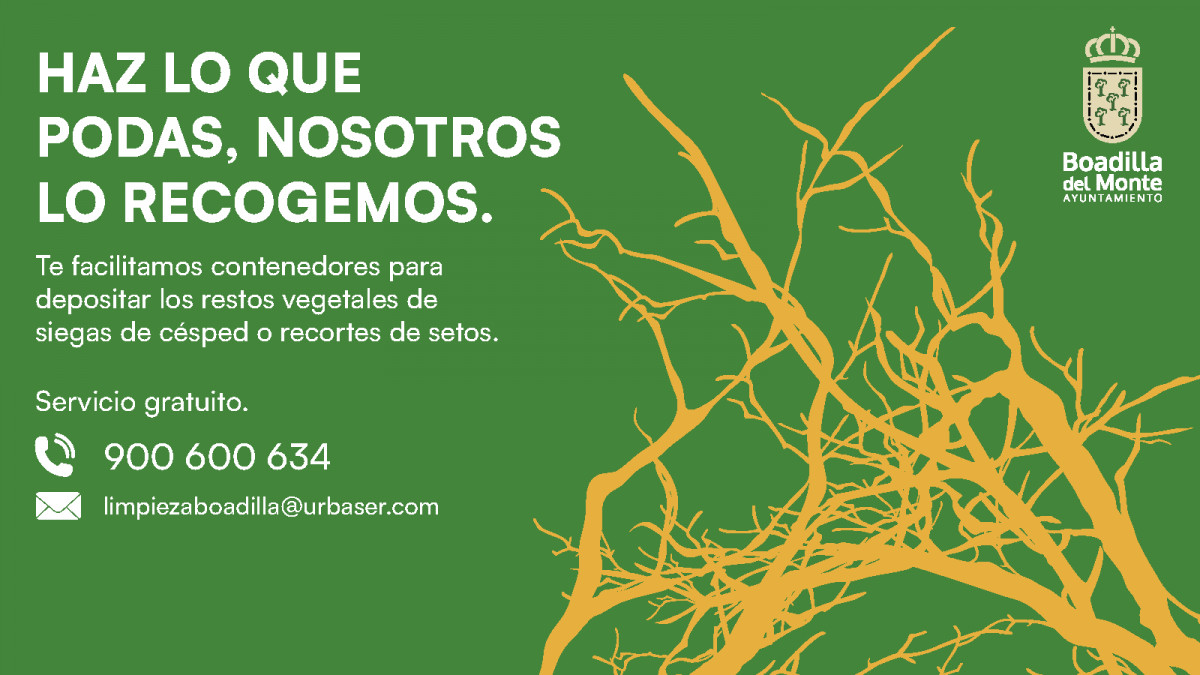 El Ayuntamiento de Boadilla ofrece un servicio gratuito de recogida de restos vegetales