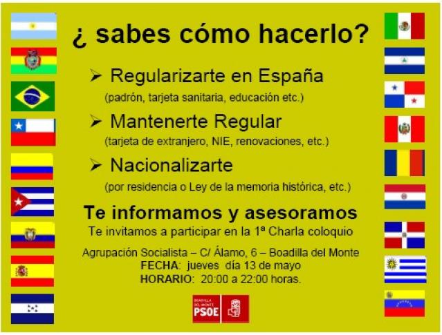 El PSOE de Boadilla organiza un ciclo de encuentros informativos para inmigrantes