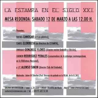 Mesa redonda: La estampa en el siglo XXI, este sábado en Boadilla del Monte