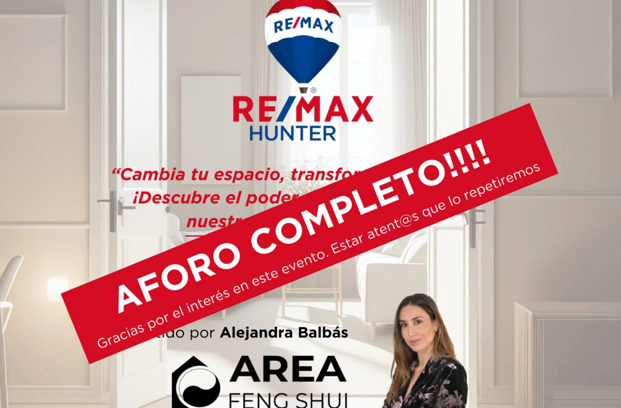 AFORO COMPLETO!!! ¿Sabes qué es el Feng Shui? Ven a descubrirlo a RE/MAX HUNTER